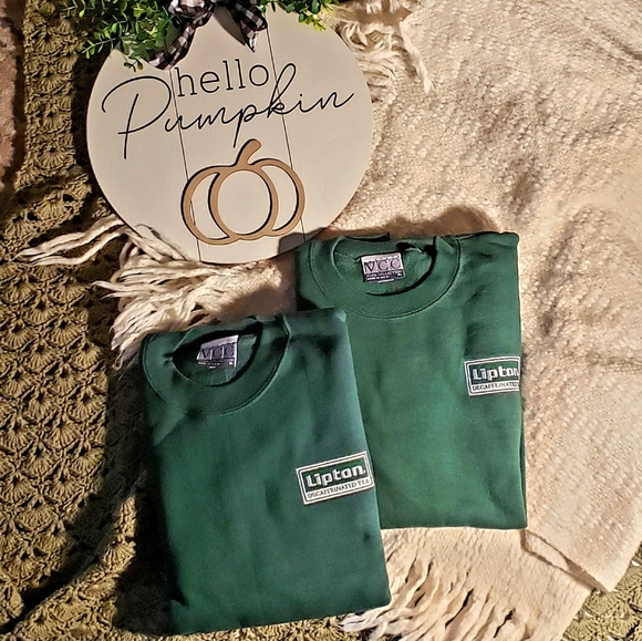 VTG Vantage VCC Lipton Advertising Green Sweatshirt Decaf Tea 🍵 - Picture 3 of 6
